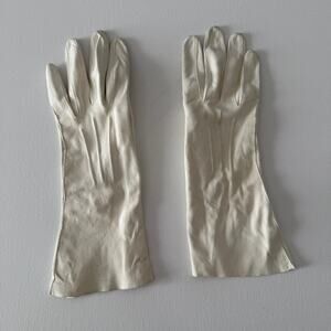 50s SMITH Vintage White Washable Doeskin Mid-forearm 4 Button Gloves 7 1/2